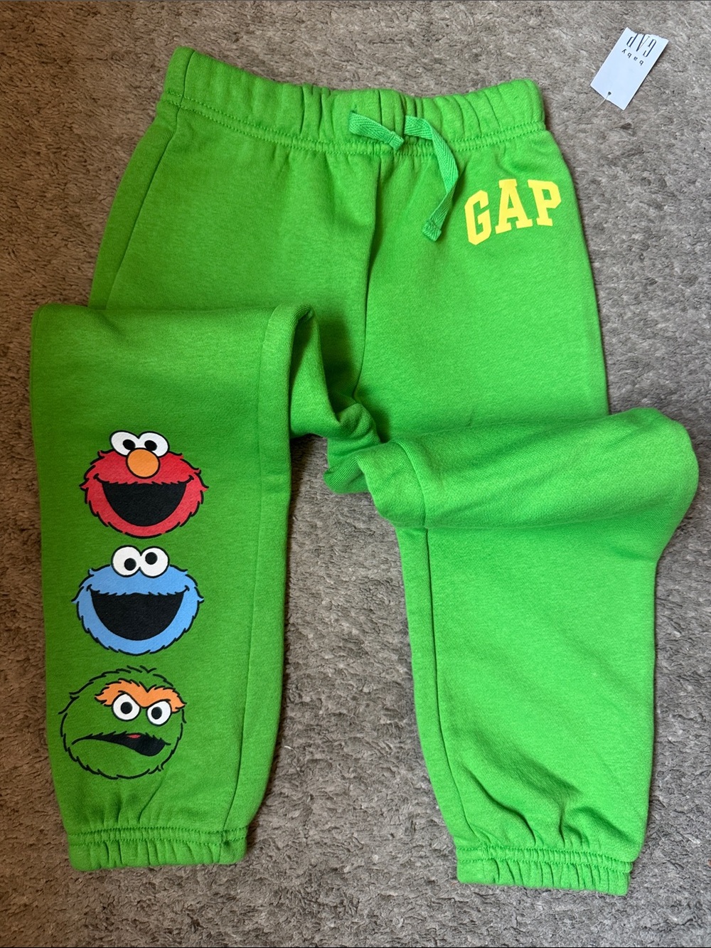 GAP Green Kids Sweatpants with Sesame Street Character Prints
